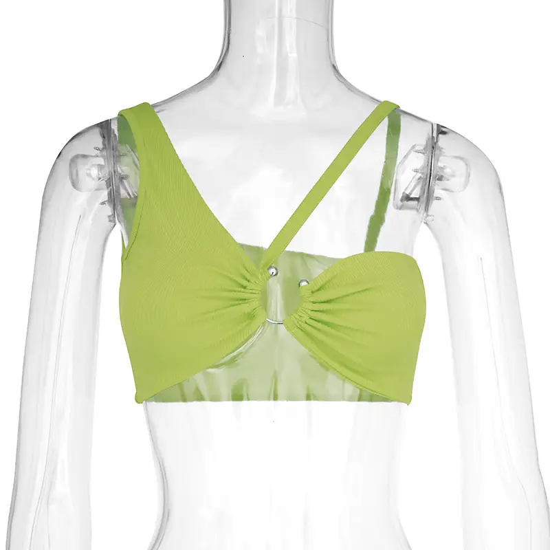 White Hollow Out Camisole Cross Body Top — feature 17