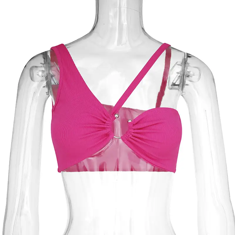 White Hollow Out Camisole Cross Body Top — feature 18