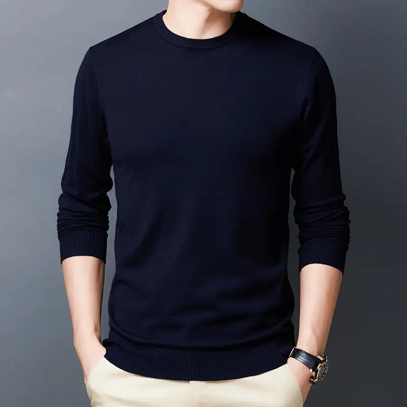 Men's Blue Knitted Slim Fit Sweater - Image 16
