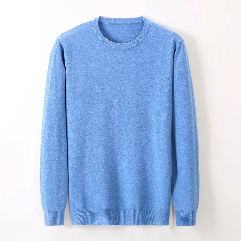 Men's Blue Knitted Slim Fit Sweater - Image 17