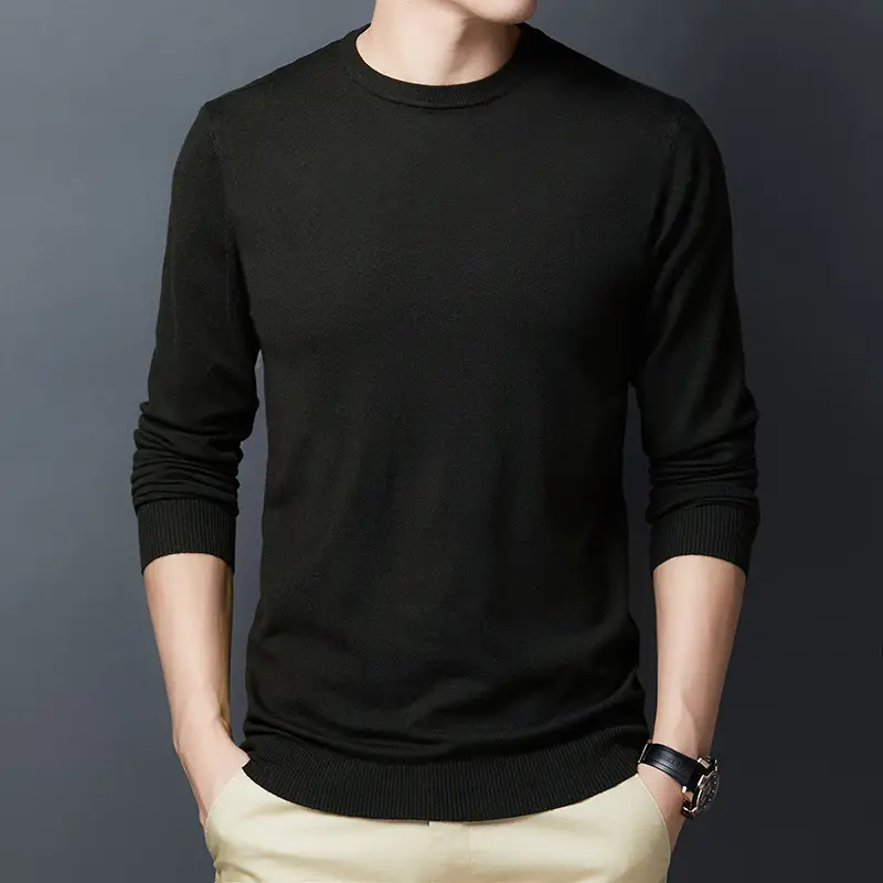 Men's Blue Knitted Slim Fit Sweater - Image 10