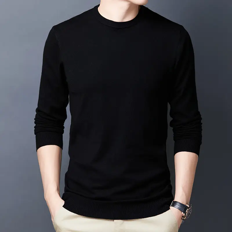 Men's Blue Knitted Slim Fit Sweater - Image 2