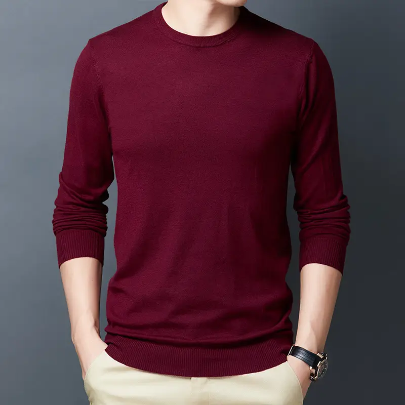 Men's Blue Knitted Slim Fit Sweater - Image 3