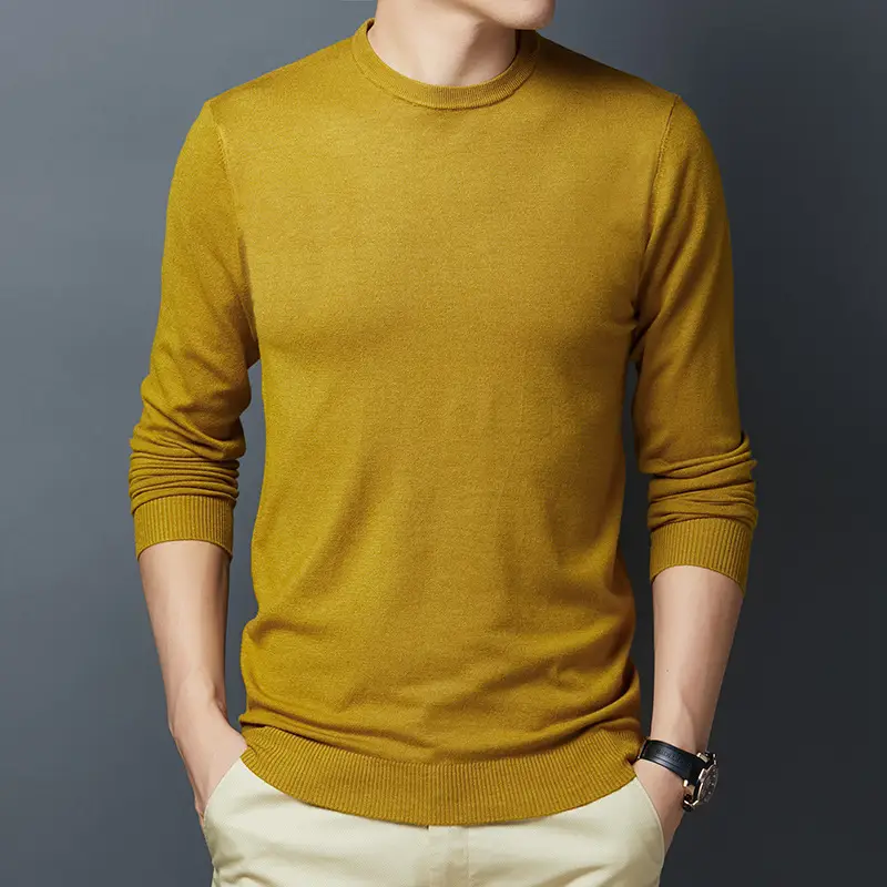 Men's Blue Knitted Slim Fit Sweater - Image 4