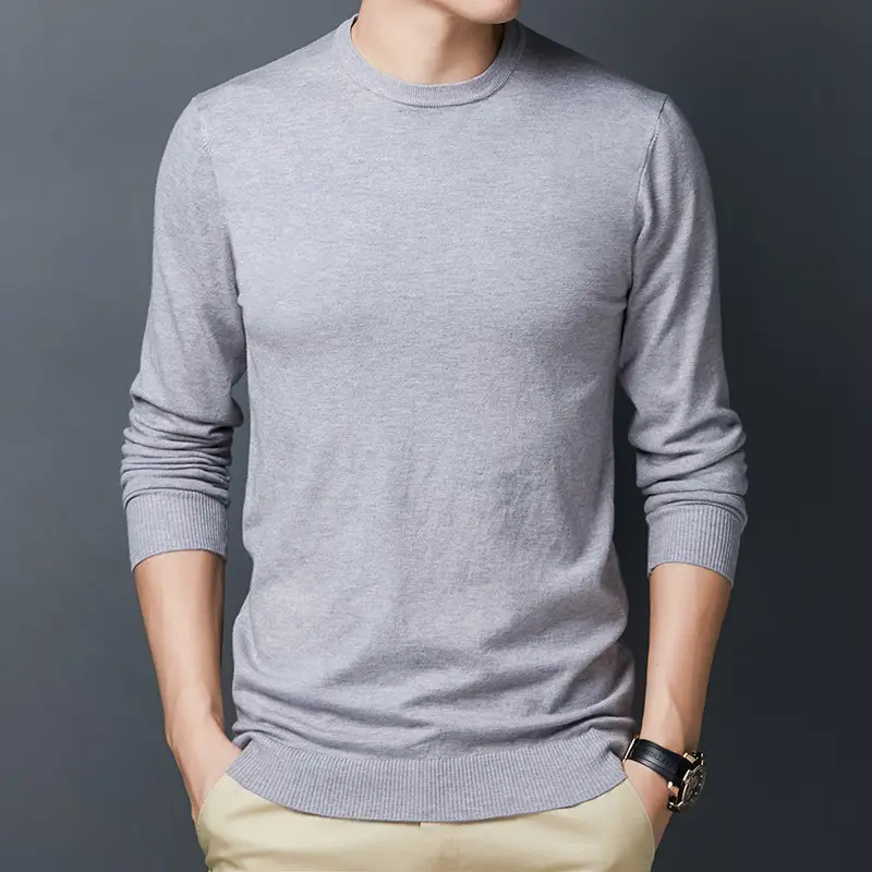 Men's Blue Knitted Slim Fit Sweater - Image 7