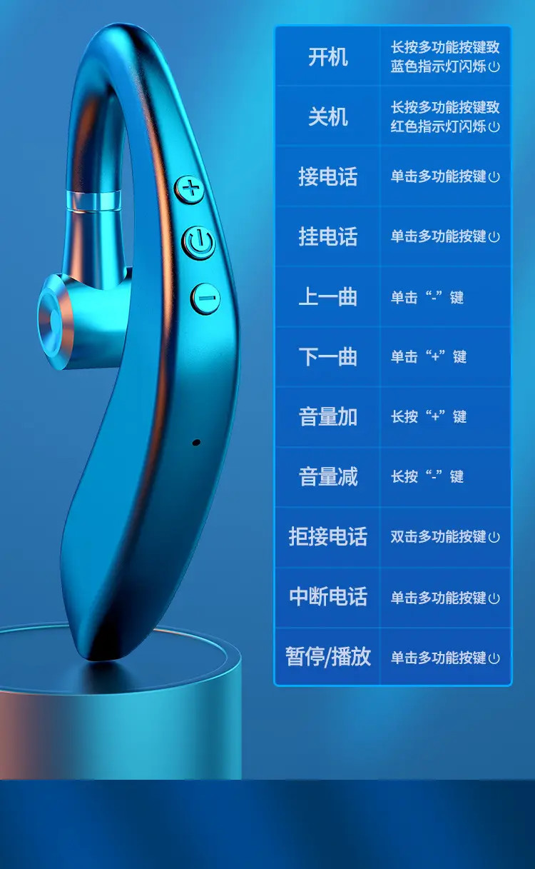 Excelay Cross-Border Bluetooth Headset S109+ Black — feature 14