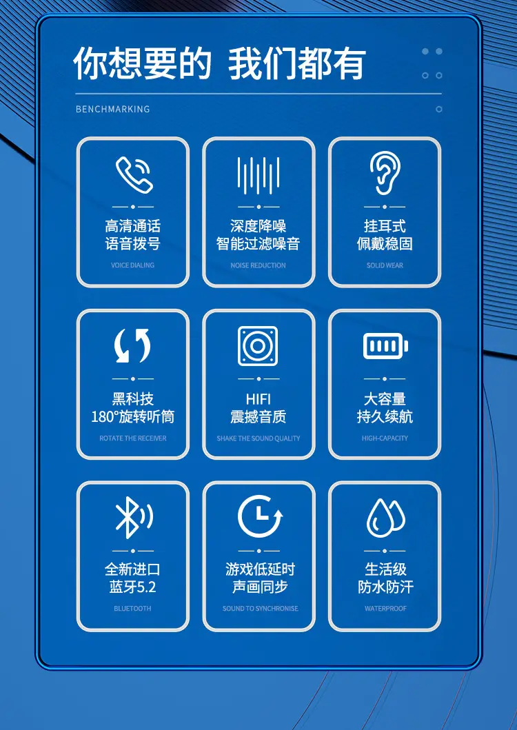 Excelay Cross-Border Bluetooth Headset S109+ Black — feature 2