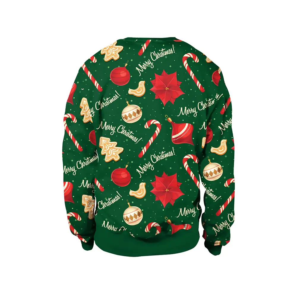 Digital Printed Turtleneck Suit Green Christmas Couple Dress - Image 3