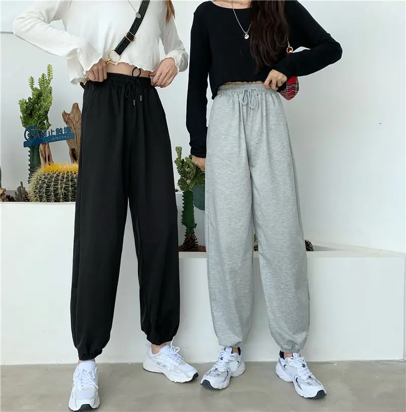 Grey Wide Leg Pants Women Spring Autumn 2021 Loose Casual Staggy Waist - Image 4