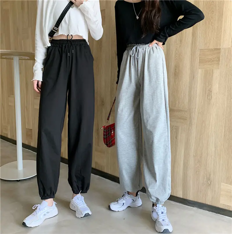 Grey Wide Leg Pants Women Spring Autumn 2021 Loose Casual Staggy Waist - Image 5
