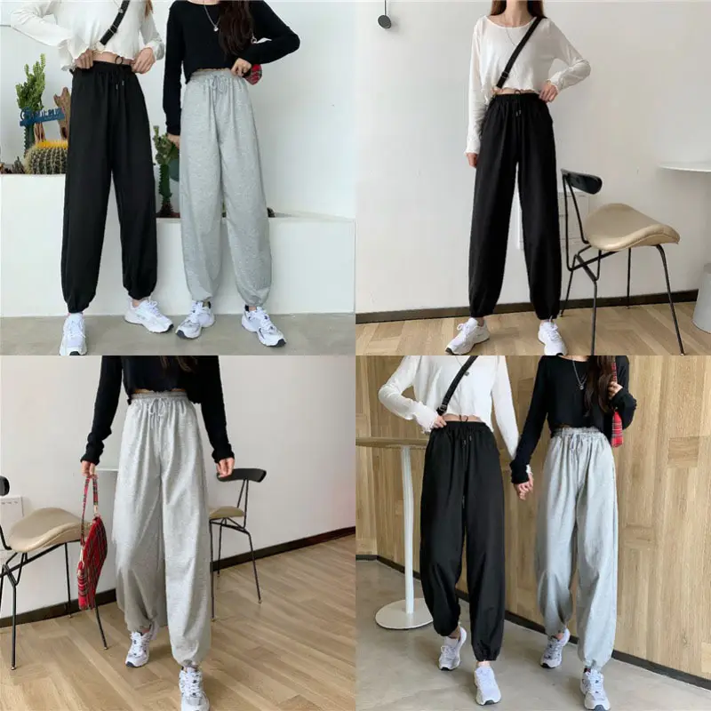 Grey Wide Leg Pants Women Spring Autumn 2021 Loose Casual Staggy Waist - Image 6