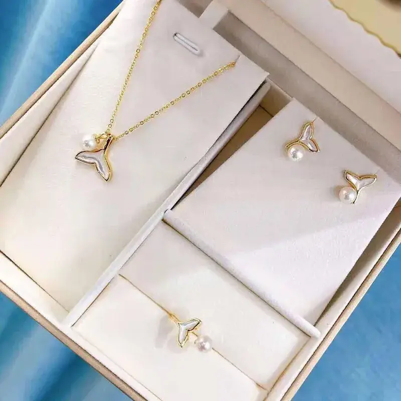Pearl Heart Necklace Set for Women Gold Chain