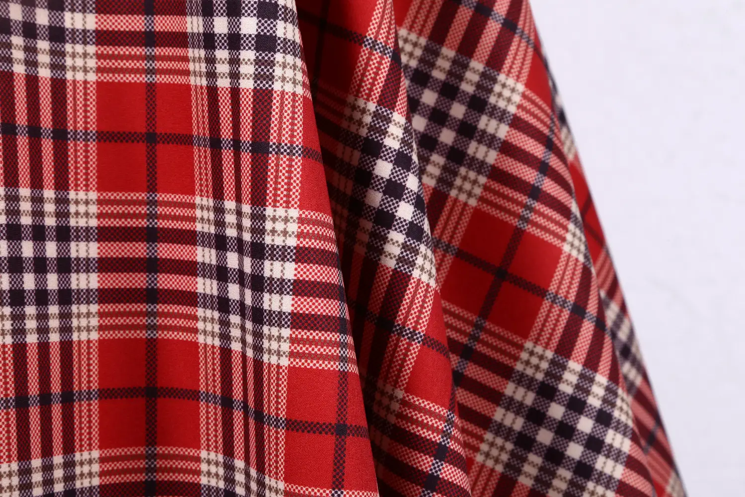 Vintage Plaid Bell Belt Casual Dress Red Black — feature 8