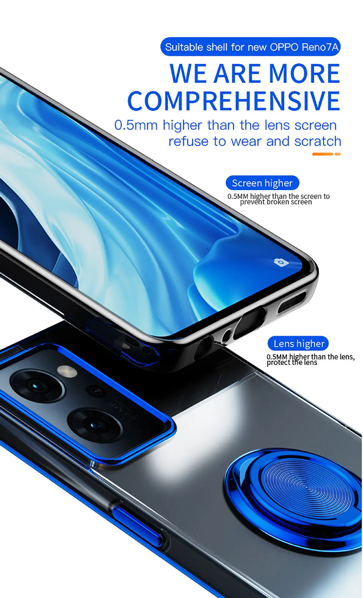Oppo Reno13A Protective Case with Ring & Transparent Design — feature 25