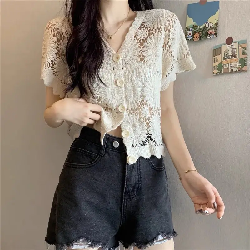Women's White Lace French Square Collar Boissonnade Top - Image 12