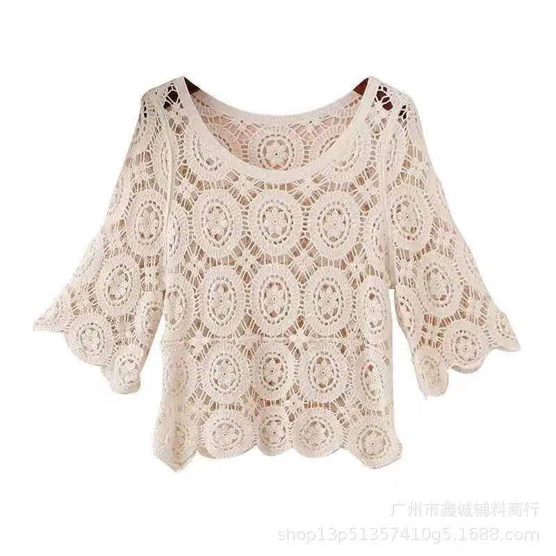 Women's White Lace French Square Collar Boissonnade Top - Image 16