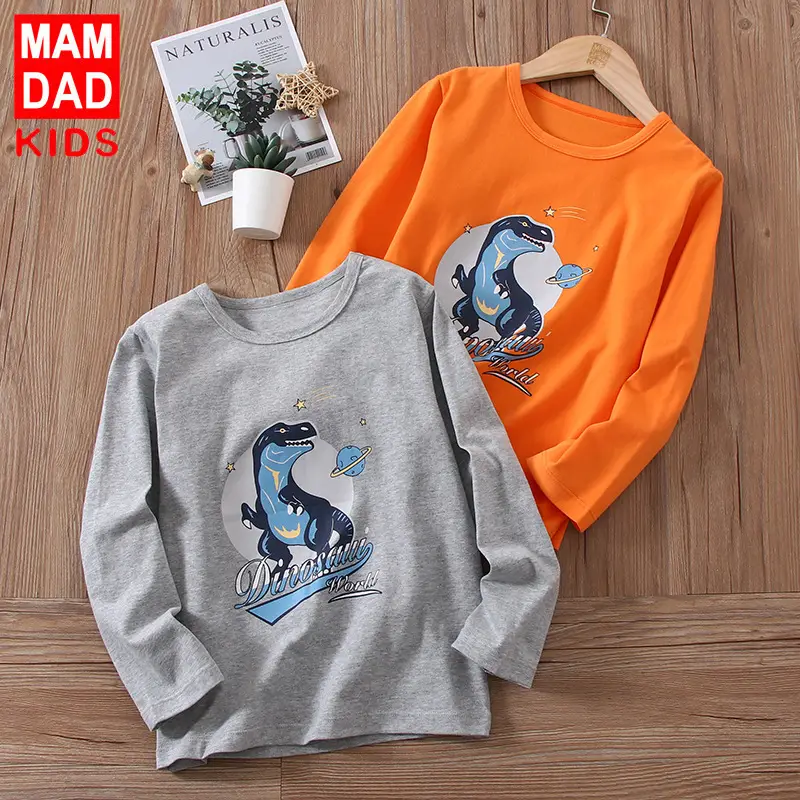 Gray Cotton Round Neck T-Shirt for Boys Girls - Image 2
