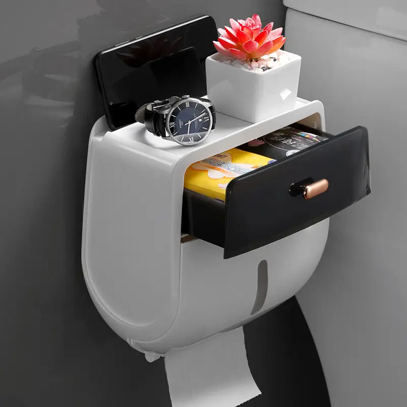 Double-Layer Wall-Mounted Tissue Box with Watch Holder - Image 8