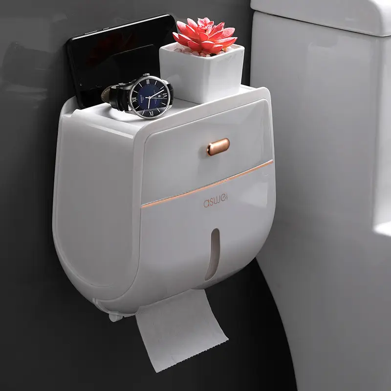 Double-Layer Wall-Mounted Tissue Box with Watch Holder - Image 2