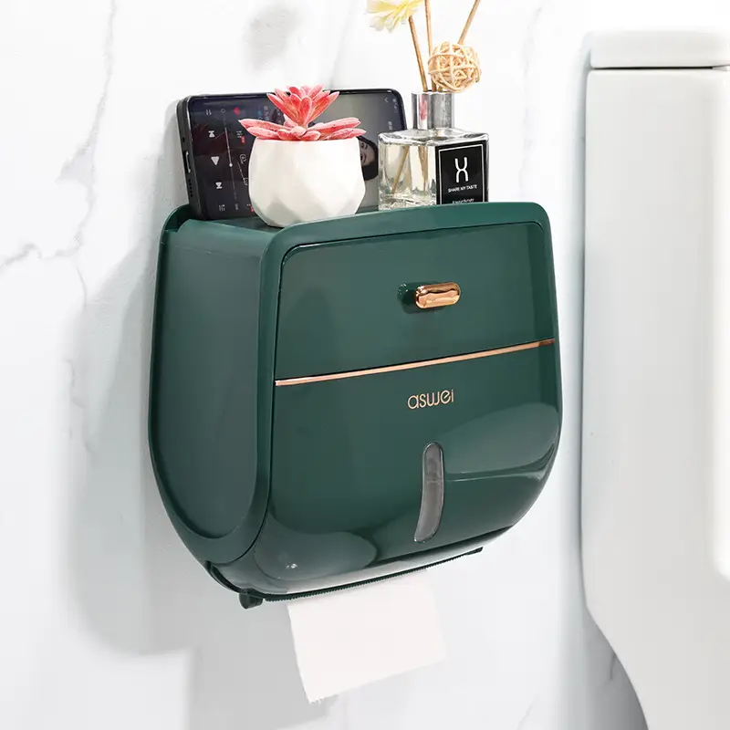 Double-Layer Wall-Mounted Tissue Box with Watch Holder - Image 3