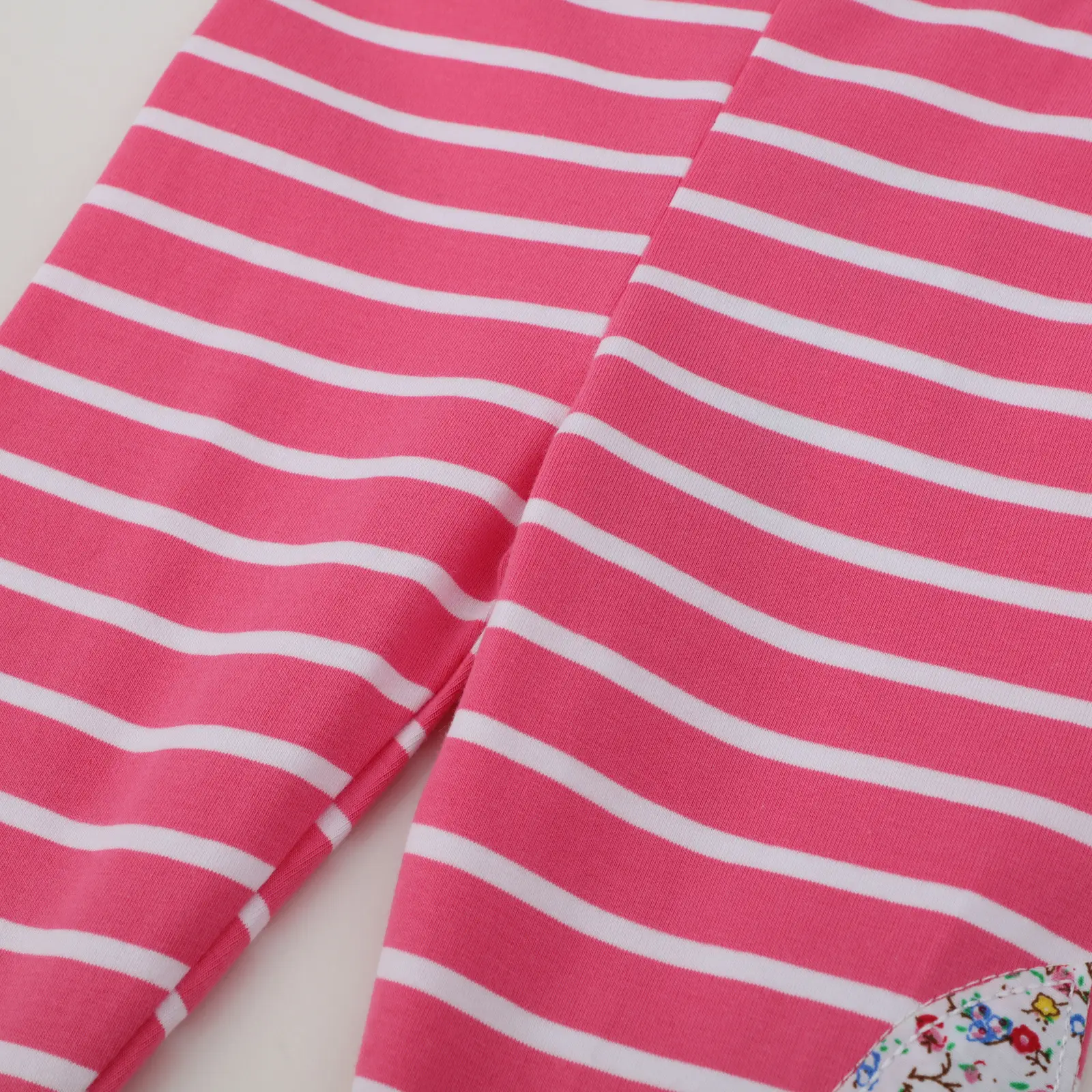 2025 Pink Striped Embroidered Girls Leggings Set - Image 3