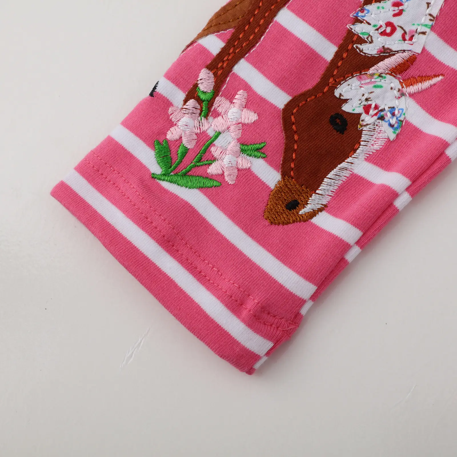 2025 Pink Striped Embroidered Girls Leggings Set - Image 5