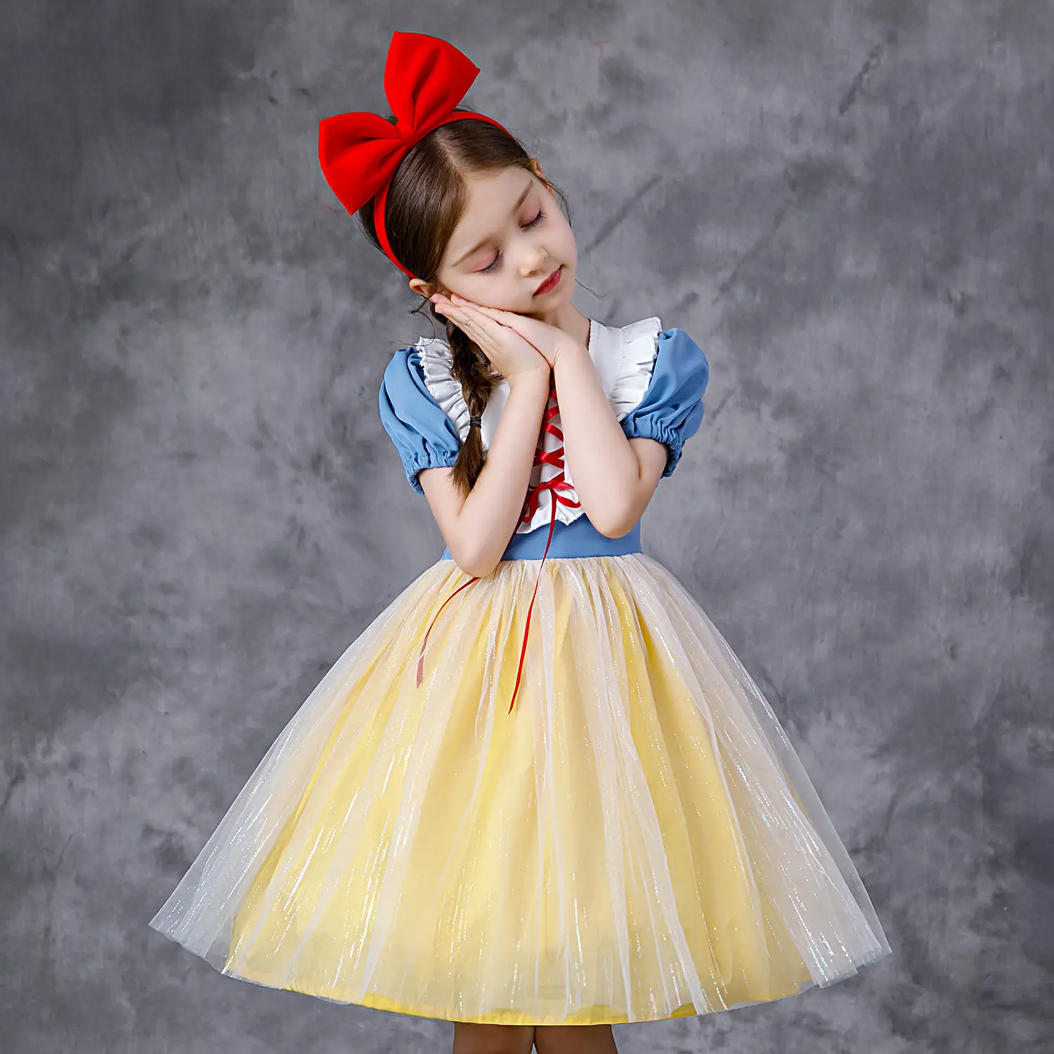 Fairy Tale Elsa Blue Yellow Skirted Dress for Girls - Image 3