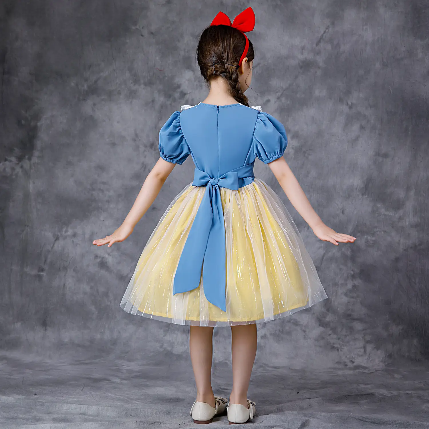 Fairy Tale Elsa Blue Yellow Skirted Dress for Girls - Image 4