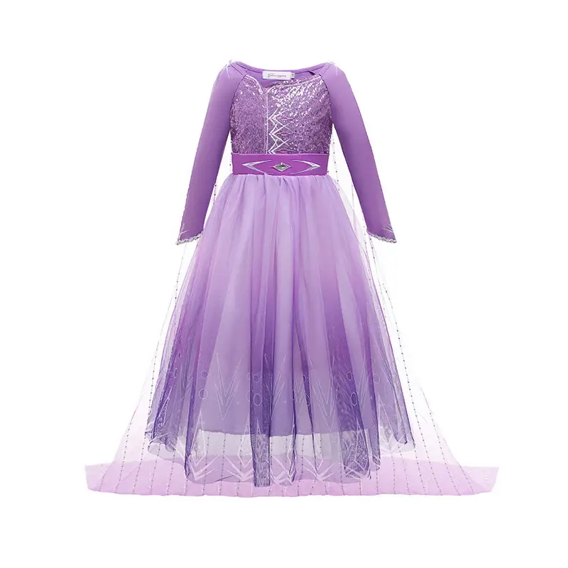 2021 New Kids Frozen Dress Purple Princess Elsa Dress - Image 5