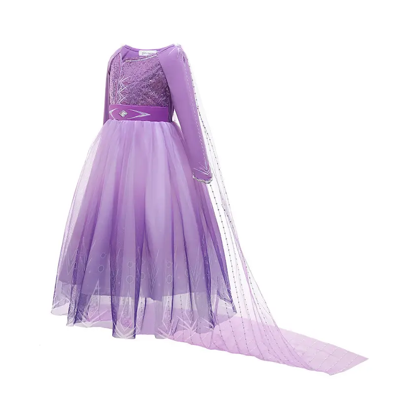 2021 New Kids Frozen Dress Purple Princess Elsa Dress — feature 12