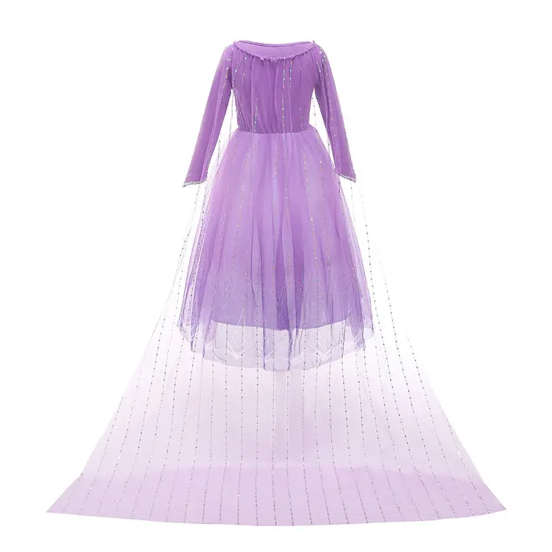 2021 New Kids Frozen Dress Purple Princess Elsa Dress — feature 13