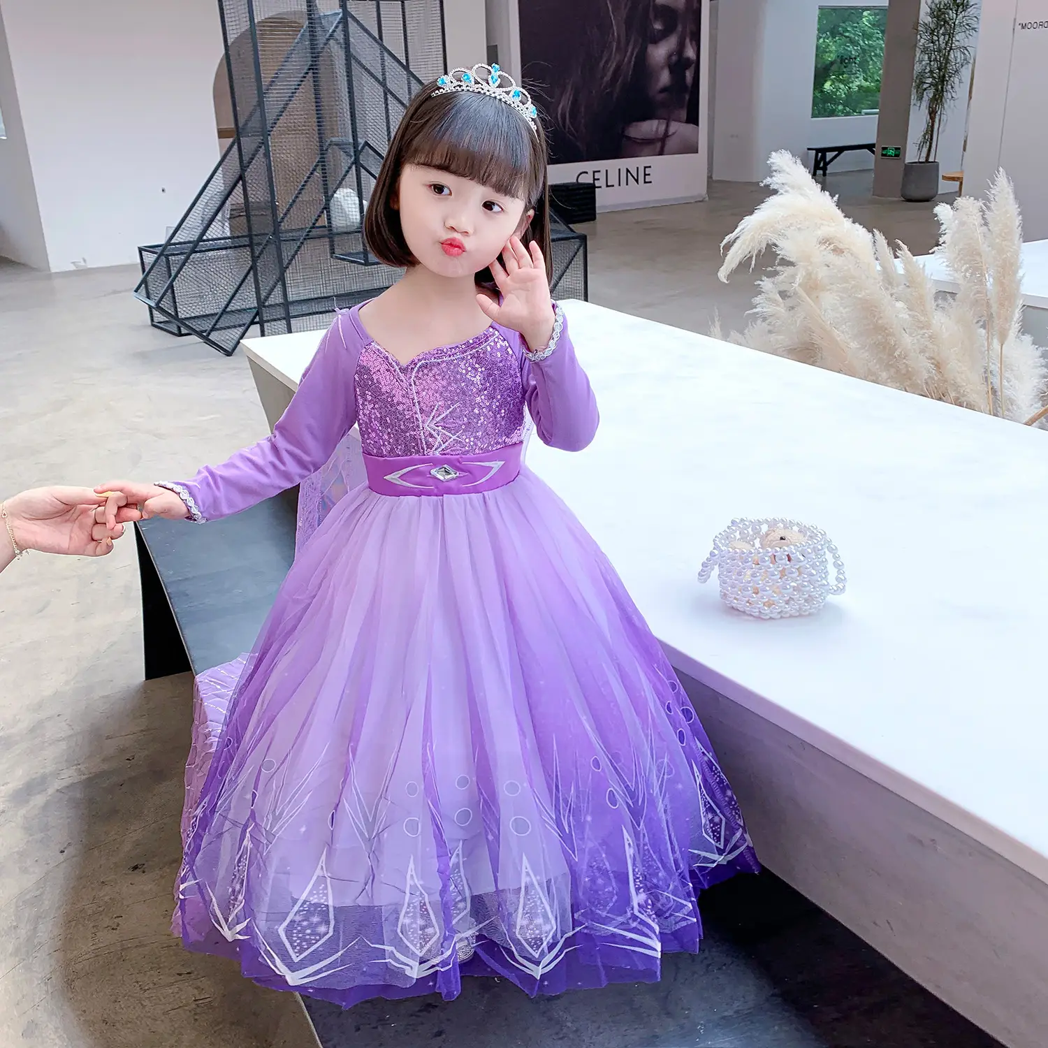 2021 New Kids Frozen Dress Purple Princess Elsa Dress — feature 6