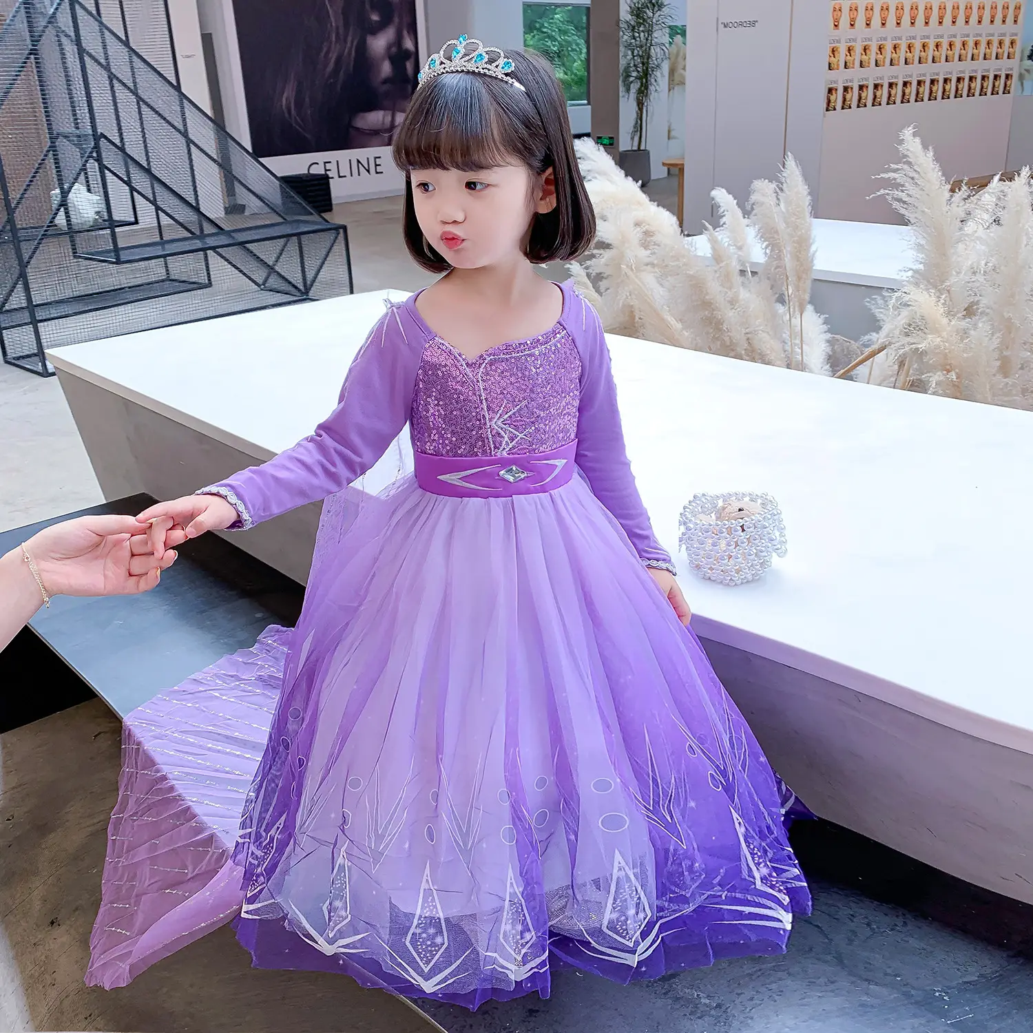 2021 New Kids Frozen Dress Purple Princess Elsa Dress — feature 7