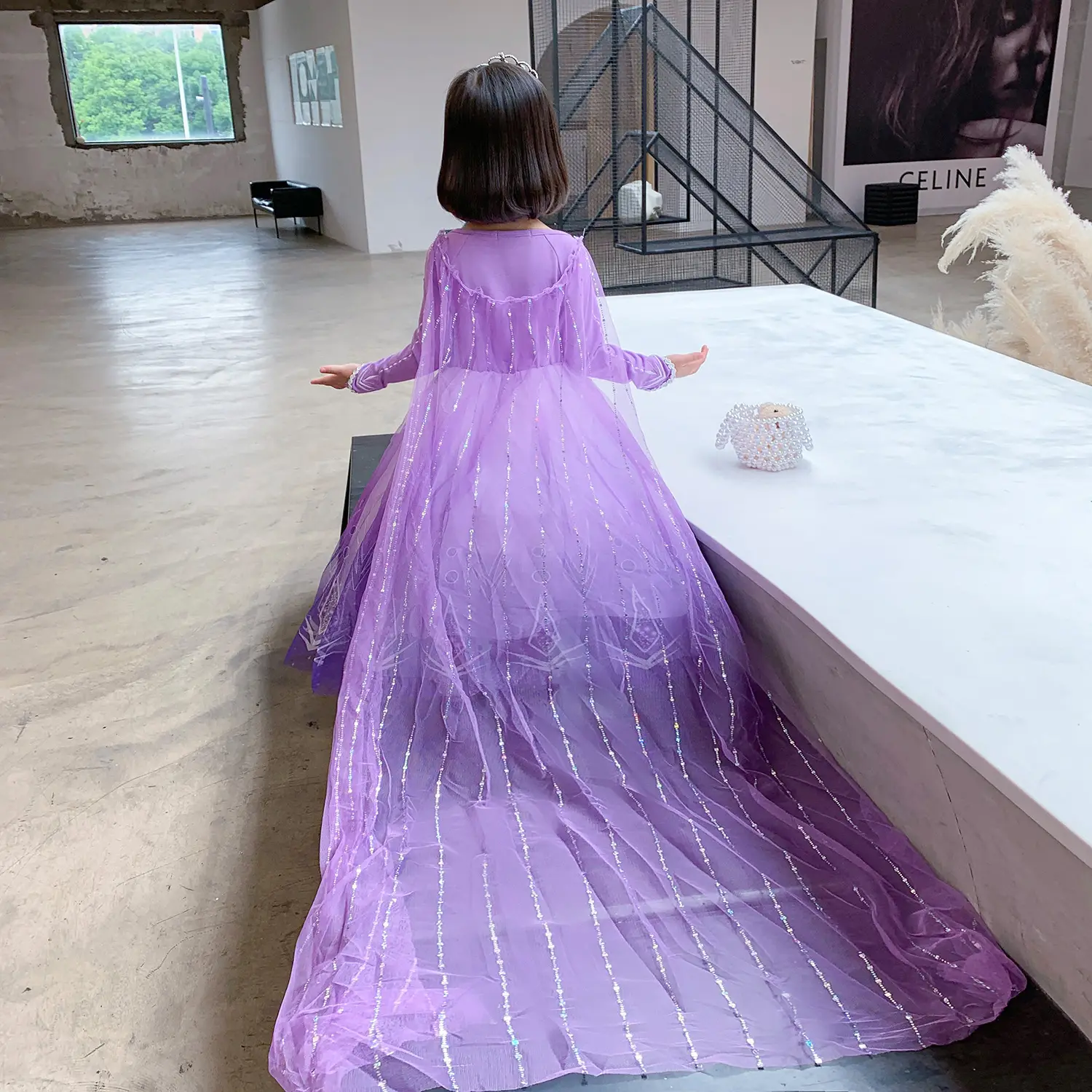 2021 New Kids Frozen Dress Purple Princess Elsa Dress — feature 8