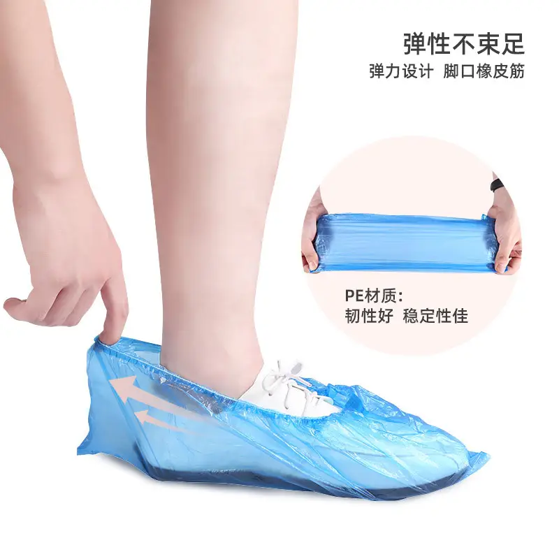 Disposable Shoe Covers 100 Pads PE Rainproof Dustproof Dark Blue