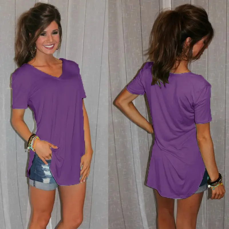 Women V Neck Loose T-Shirt Large Colorful Summer Wear — feature 12