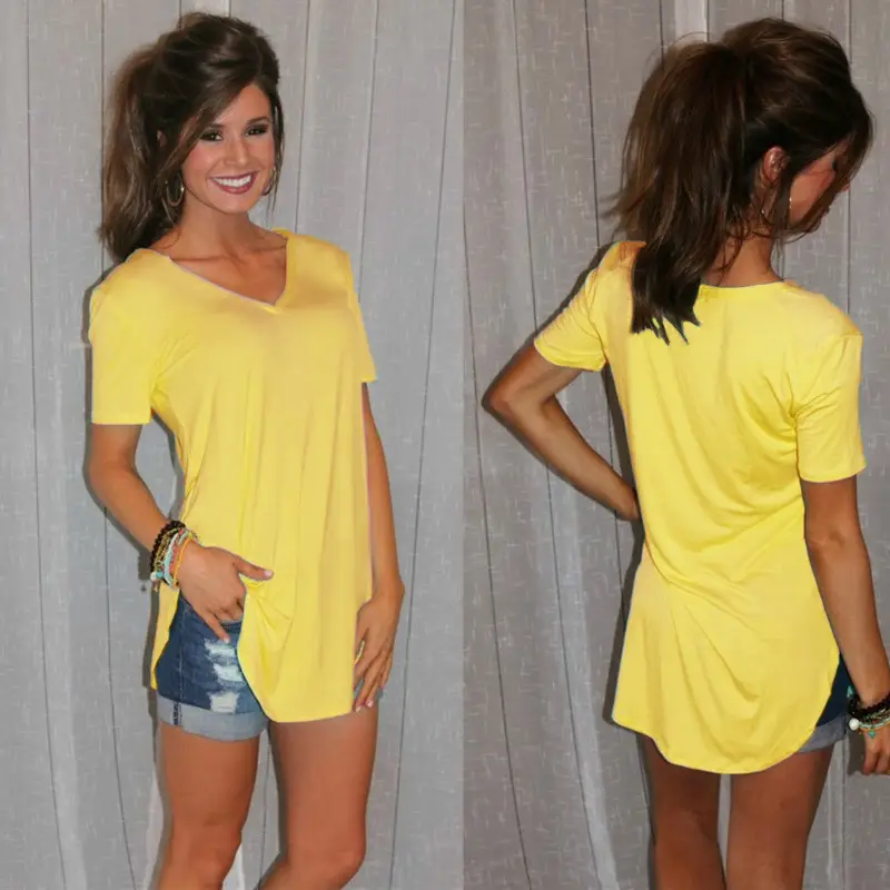 Women V Neck Loose T-Shirt Large Colorful Summer Wear — feature 16