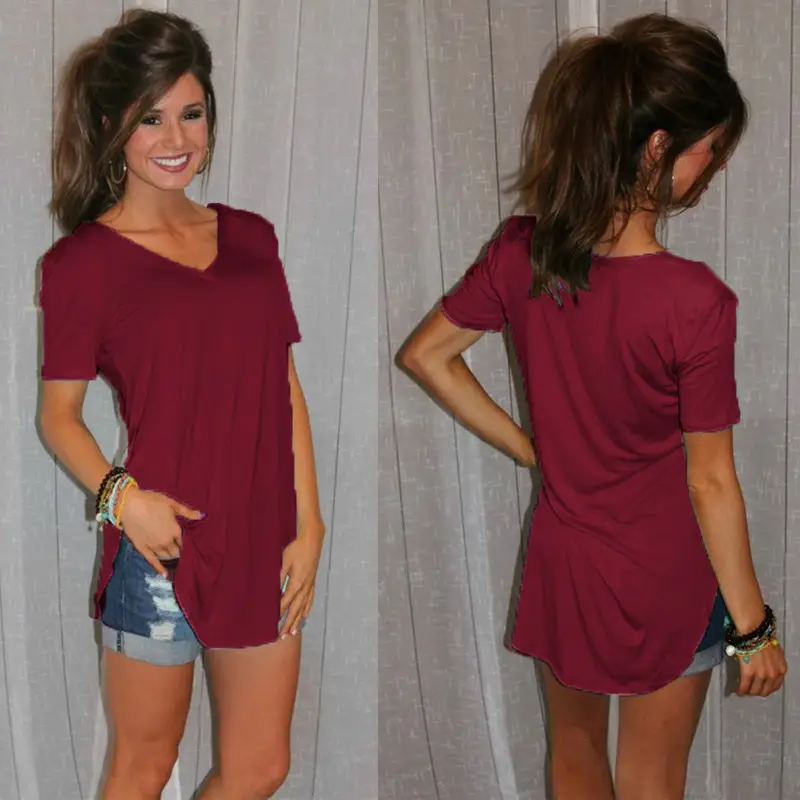Women V Neck Loose T-Shirt Large Colorful Summer Wear — feature 17