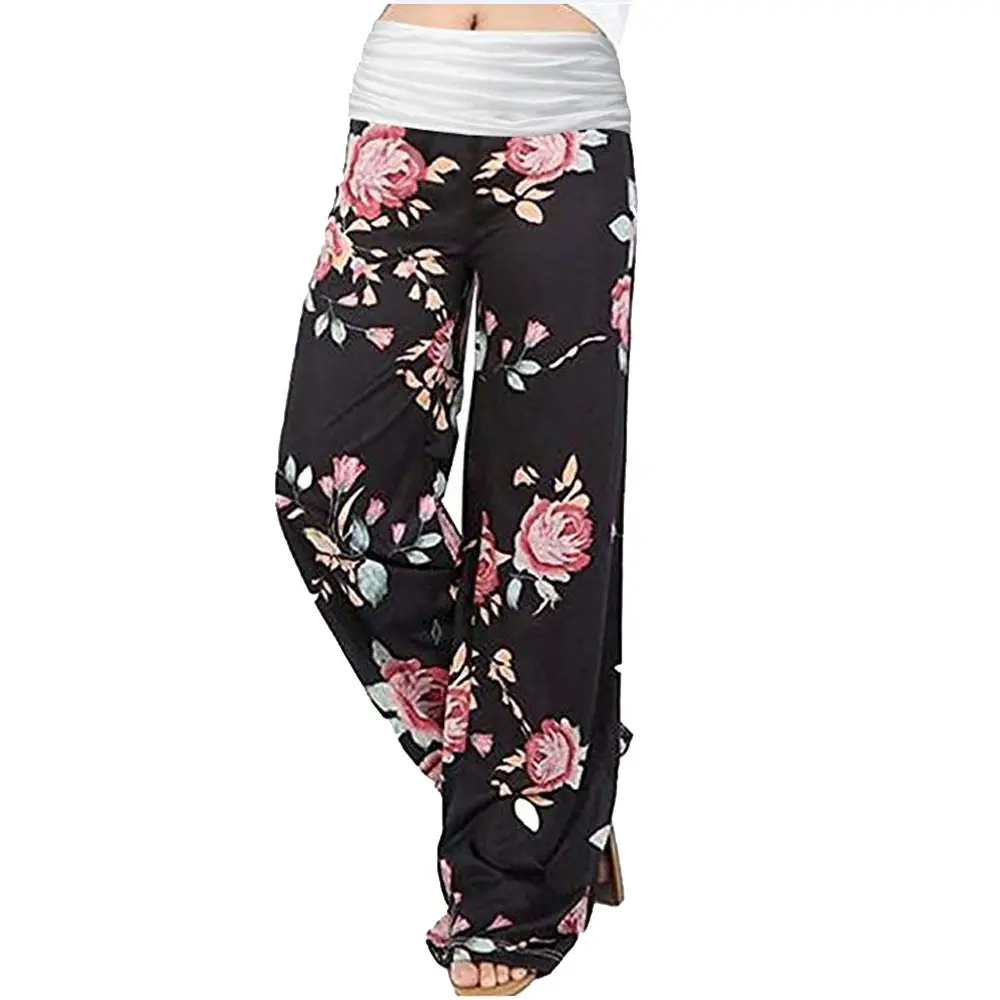 Women's Wide Leg Milk Silk Yoga Pants Black - Image 7