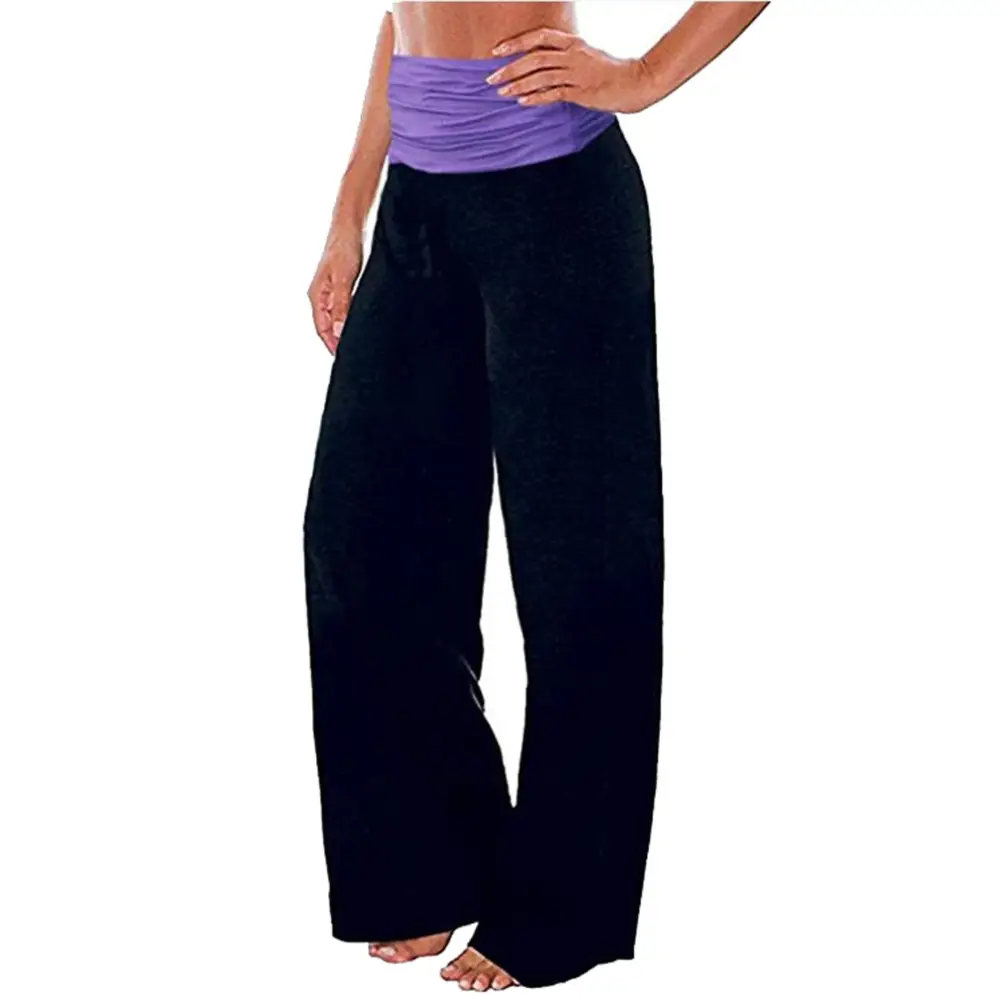 Women's Wide Leg Milk Silk Yoga Pants Black - Image 2