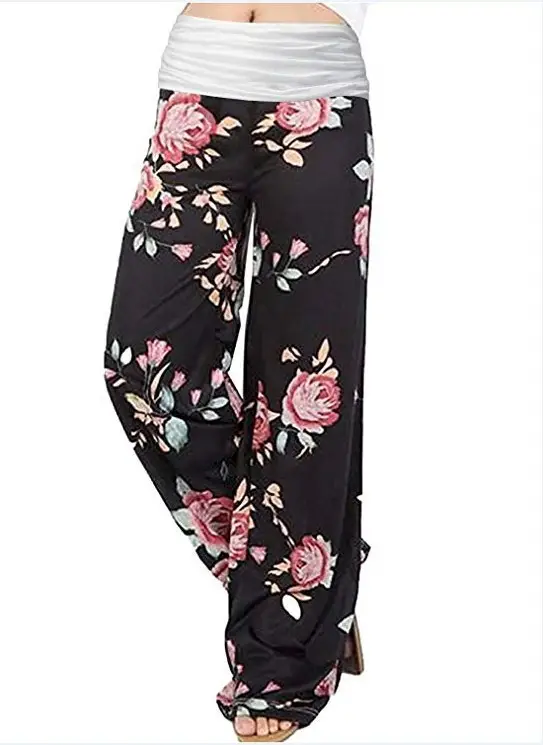 Women's Wide Leg Milk Silk Yoga Pants Black - Image 4