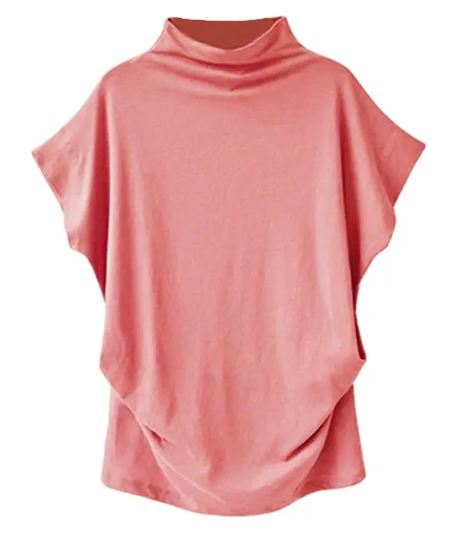 Women's Blue Half-Collar Sleeve Top Polyester Cotton Large - Image 14