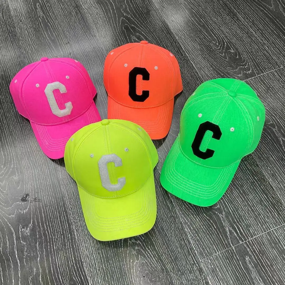 C Letter Baseball Caps for Kids Summer White Blue