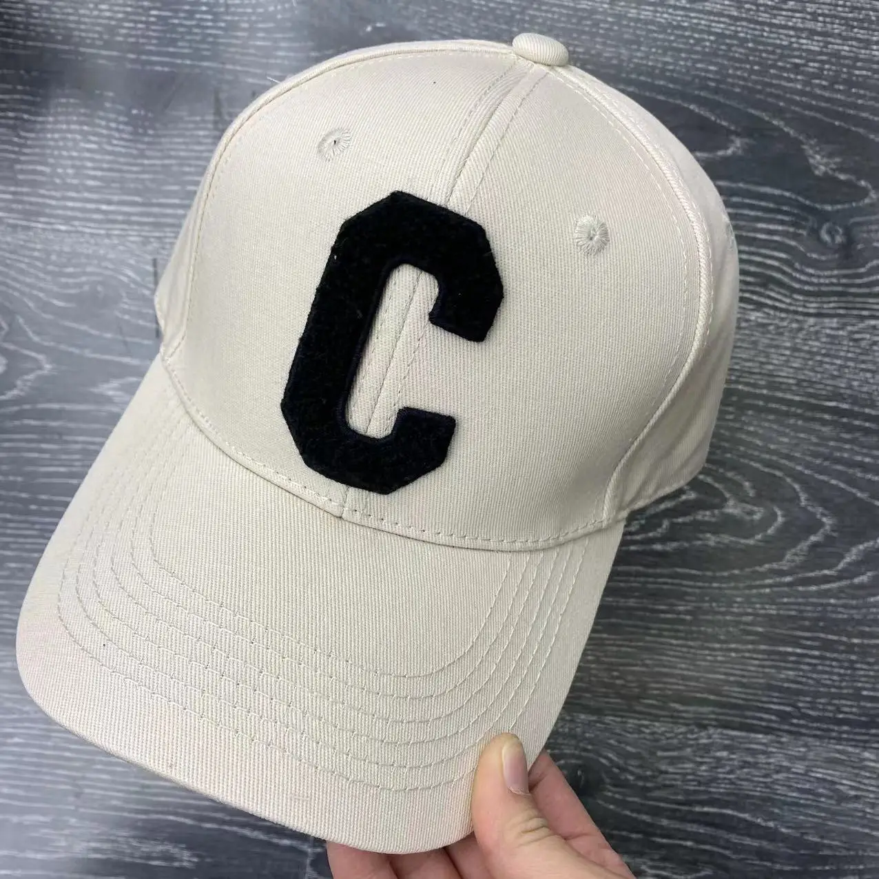 C Letter Baseball Caps for Kids Summer White Blue