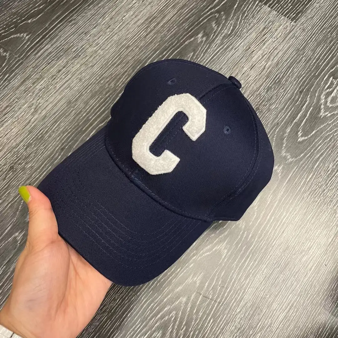 C Letter Baseball Caps for Kids Summer White Blue