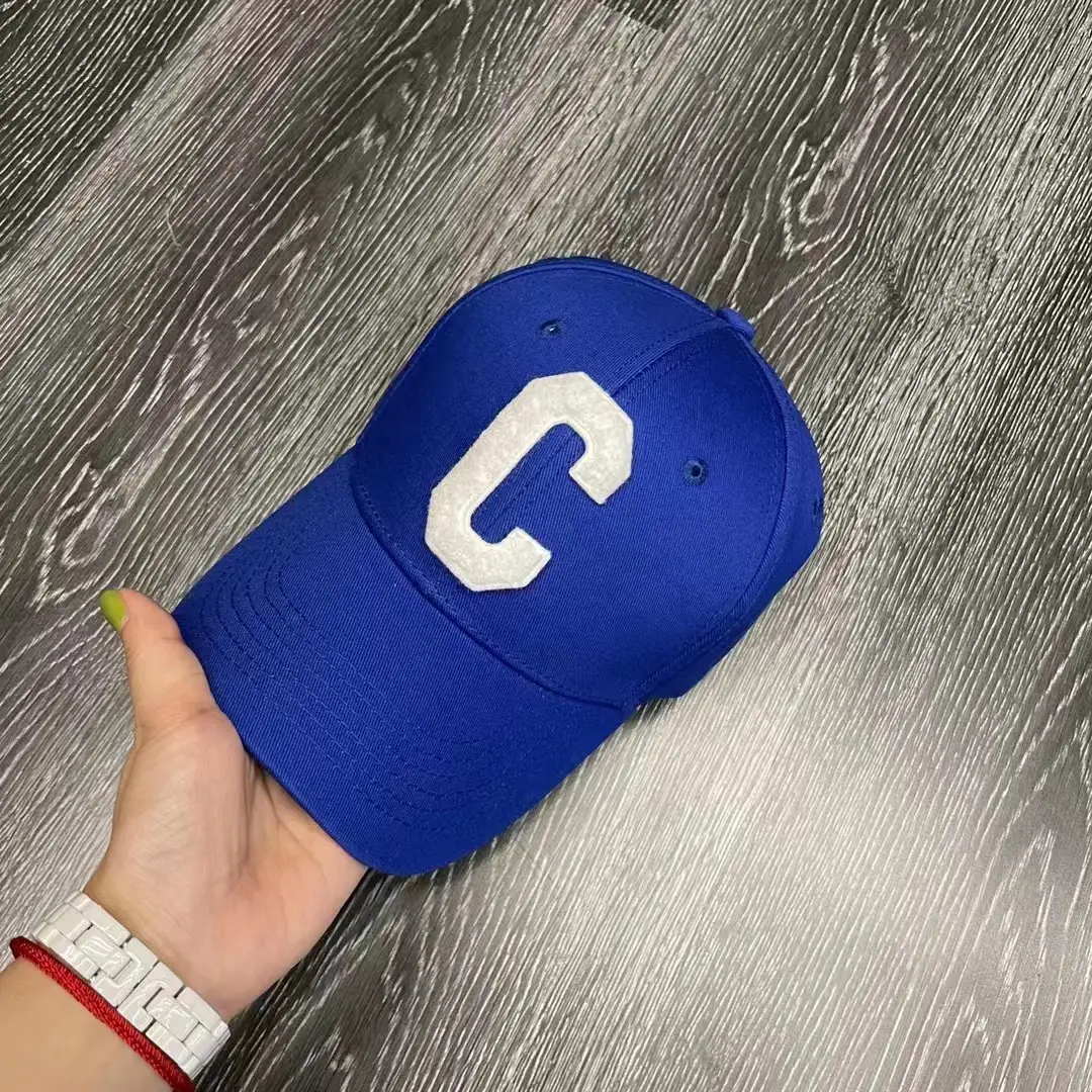 C Letter Baseball Caps for Kids Summer White Blue