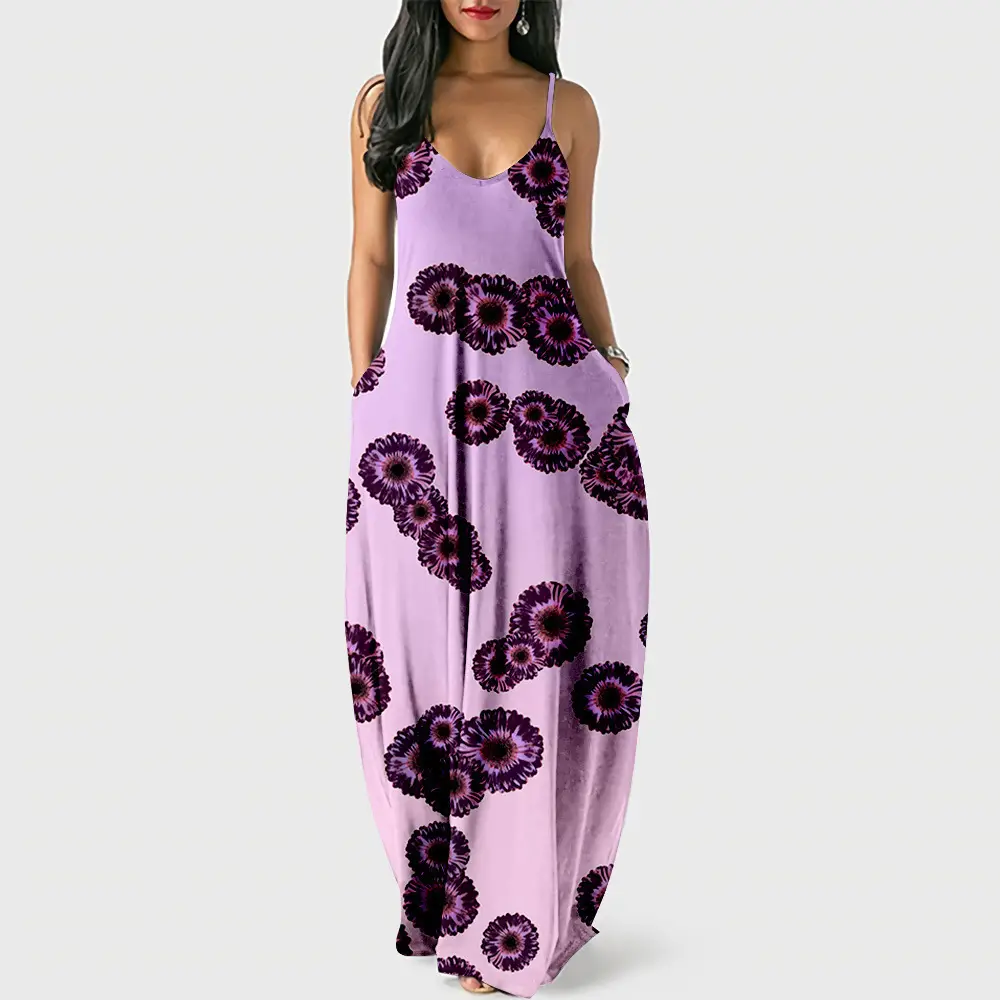 Daisy Floral 3D Printed Strap Dress Green - Image 17