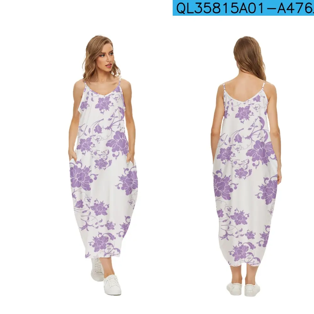 Daisy Floral 3D Printed Strap Dress Green - Image 7