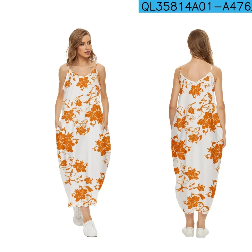 Daisy Floral 3D Printed Strap Dress Green - Image 8