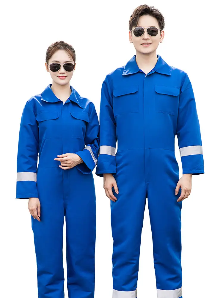 Men Navy Blue Reflective Work Suit with Reflective Sleeves - Image 8